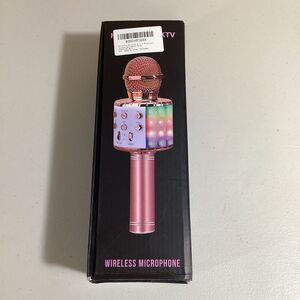 Girls Wireless Bluetooth Karaoke Mic Machine with Flashing Lights Pink